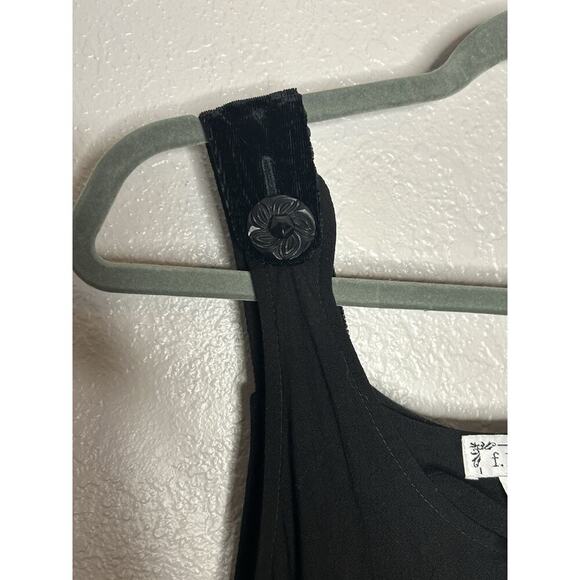 F.L. Malik Sleeveless Button Velvet Detail Tiered Vintage Dress Black Size Sm - Picture 5 of 7